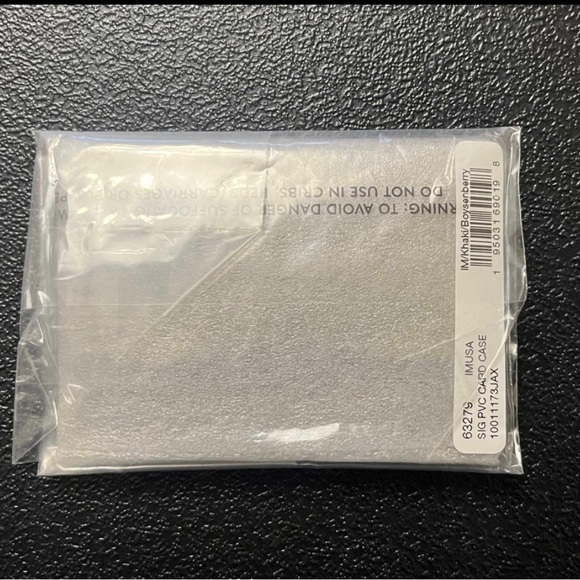 Coach Card Case In Signature Canvas Khaki Boysenberry Slim Holder Wallet NWT - Picture 7 of 7